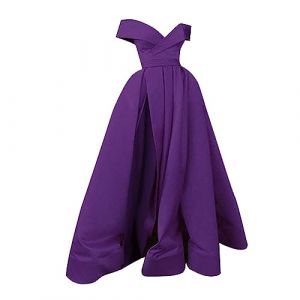 Generisch 2025 - Robe de cocktail longue au sol pour femme en mousseline de soie style tempérament rétro été cocktail d'été col bas col en V coupe mariage robe de soirée unie courte, lilas, 3XL (⭐⭐⭐⭐⭐Five star⭐⭐⭐⭐⭐, neuf)