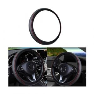Adunsiaoto Couvre de Volant Voiture Antidérapant Respirant Souple, Couvre Volant en Microfibre Cuir Souple, Couvre Volant Voiture, Taille Universelle Diamètre 38cm, pour Van Truck SUV(Noir/Rouge) (dunsiaoto, neuf)