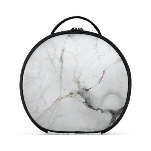 Art De Marbre Abstrait Gris Cr&eacute;ativit&eacute; Trousse Sac Cosm&eacute;tique Circulaire de Maquillage Pochette Sacs avec Cloisons Amovibles pour Voyage Filles (HULAHULA, neuf)