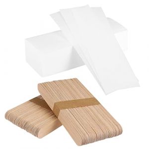 Ipetboom 200pi&egrave;ces Lot De Bandes De Cire Pour &Eacute;pilation Corps Visage Avec B&acirc;tonnets Bois Applicateurs Cire Peau Jambes Bras Maillot (Cowan Micro, neuf)