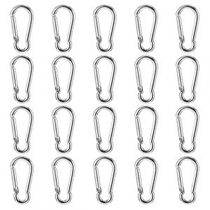 20 Ensembles Mini Mousqueton Porte Clé avec Ensemble Ressorts en Métal Amovible Petit Mousquetons Porte Clés pour Sac à Dos Pêche Camping Voyage(Argent) (Roubeauty, neuf)