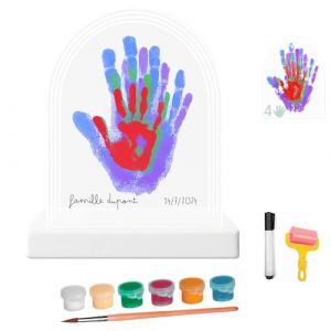 HuBorns - Cadre Empreinte Main Famille et Empreinte Main Pied Bebe avec Espace pour 4 Empreintes, Kit Empreinte Bebe pour Peindre les Mains de Toute la Famille, Cadeau Bebe Naissance (HuBorns, neuf)
