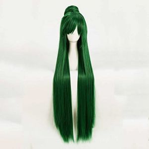 MAOMA Perruque Cosplay Anime,Sailor Moon Sailor Pluto Perruque，Long Straight Perruque,avec Filet de Cheveux Gratuit,pour Fête Carnaval Halloween Perruques(Color:Vert Clair) (GuangZhouYangHuiShangMaoYouXianGongSis, neuf)