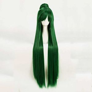 MAOMA Perruque Cosplay Anime,Sailor Moon Sailor Pluto Perruque?Long Straight Perruque,avec Filet de Cheveux Gratuit,pour Fête Carnaval Halloween Perruques(Color:Vert Clair) (GuangZhouYangHuiShangMaoYouXianGongSis, neuf)