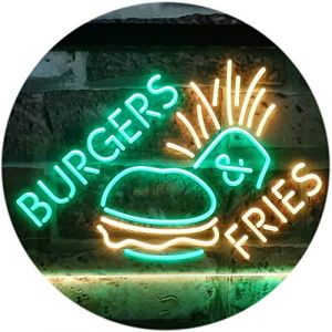 ADVPRO Burgers & Fries Fast Food Open Shop Dual Color LED Enseigne Lumineuse Neon Sign Vert et Jaune 400 x 300mm st6s43-i3192-gy (ADV PRO, neuf)