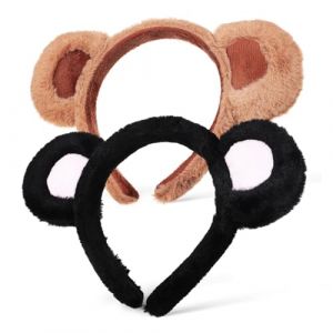 EPIGEIST 2 pi&egrave;ces Bandeau Oreilles Ours Peluche Doux Confortable et R&eacute;sistant pour F&ecirc;tes D&eacute;guisement Cosplay Adulte Lot de Marron Noir Rose (Laimmde, neuf)