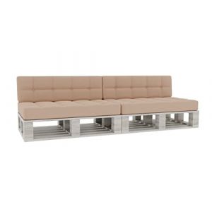 Coussin pour Palette Coussin d'assise Dossier piqué PFG 2xSet (Coussin d'assise 120x80 +Dossier 120x40), Beige (FavreShop, neuf)
