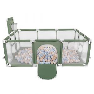 Selonis Parc Bébé Avec 200 Balles Plastiques Aire De Jeu Pliable Basket Football, Vert : Beige Pastel/Bleu Pastel/Blanc (OtherEden &  DUmalDU, neuf)