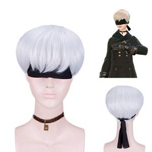 Wig for Carnival Nightlife CluI Party Dress Up Wig Nier: Mechanical Era Nier Automata 9S Silver And White Men'S Short Hair Cosplay Wig Color: Pl-791 (9S) (Silver) (good stuff A, neuf)