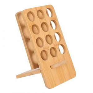 Honicemar Boîte de Stockage d'Huile Essentielle en Bois à 12 Trous pour Aromathérapie Support Incliné de Huile Essentielle Organisateur Rangement Adapté pour la Maison/SPA/Coiffeuse/Bureau (HelloWord921, neuf)