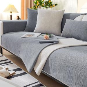 Gluhbirnen housse de canap&eacute;, housse de si&egrave;ge antid&eacute;rapante, protection pour canap&eacute;, couverture de canap&eacute;, motif &agrave; chevrons, protection de canap&eacute; pour chien et chat, bleu-gris B, 110 x 160 cm (Gluhbirnen, neuf)