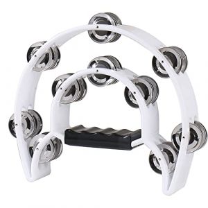 FAMKIT Tambourin à Double rangée en Demi-Lune - Tambourin Musical avec poignée Ergonomique - Tambourin en métal - Tambourin à Main - Tambourin à Main (FAMKIT Store EU, neuf)