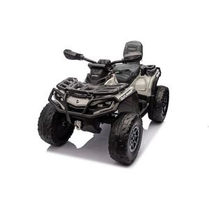 FINOOS Quad Electric Enfants 2 Places 24V, Can-am Outlander, Voiture Electrique Enfants 4x4, lumières LED, 24V, Moteurs 4 x 200W Batterie: 24V 7Ah, Roues Souples en EVA (Grise) (S.N. Commerce B.V., neuf)