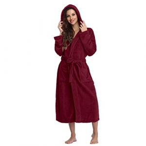 Peignoir De Bain Femme Unisexe Eponge Capuche Automne Hiver Peignoir avec Capuche Chaude Peignoir Moelleux Éponge Douce Coton Eponge Vêtements De Détente Robe De Chambre Une Pièce (Blingko, neuf)