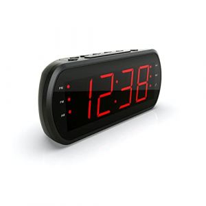 Radio Réveil Grand Affichage LED FM, Dual Alarme, LED Rouge 1 Port USB Intégré pour la Charge - Noir (Acheternet ?, neuf)