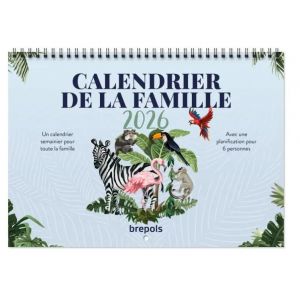 Brepols - 1 Calendrier Planning Familiale - Format 31 x 22 cm - Janvier 2026 à Décembre 2026 - Pour 5 Membres - (Papeterie Libellus, neuf)