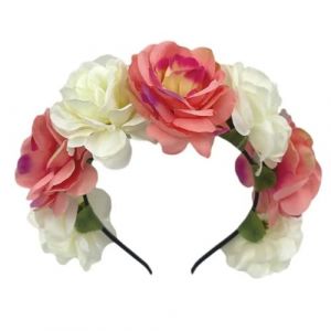 Fausse fleur d&eacute;cor couronne bandeau Imitation Rose fleur bandeau fleur couronne casque Pour femmes filles accessoires de cheveux(Color1) (Q2001Hc, neuf)