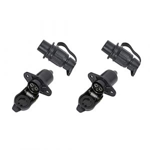 TAEUYYM 2 Pi&egrave;ces Prise Remorque Et Prise pour Remorque 3 Broches, Prise 12V Etanche Remorque 3 Broches Femelle Male, Prise pour Attelage 3 Broches Convient Remorque Camion Tracteur Agricole V&eacute;hicule (TAEUTO, neuf)