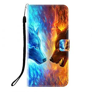 Sunrive Coque Compatible avec Wiko Power U10, Housse Mignon &Eacute;tui avec Fonction de Support Etui Protecteur Protection Portefeuille Cas Magn&eacute;tique PU Cuir(Q Loup 4)+Stylet OFFERTS (sunrive, neuf)