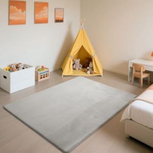 SETHEPACE Tapis d'&eacute;veil et de Jeux Bebe Epais de 3 CM, Tapis Salon Chambre Poil Ras Gris Argent 100x200 CM, Tatami Tapis Doux pour la Chambre Bebe, Chambre d'enfants (HeYuedianpu, neuf)