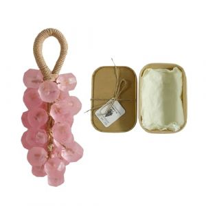 RynoPulse Savon raisin sur une corde, savon en cristal fait &agrave; la main, savon aromatique portable pour le lavage des mains et du visage pour douche, &agrave; suspendre pour cuisine ou salle de bain (p&ecirc;che) (dsergh, neuf)