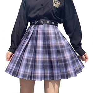 ORANDESIGNE Jupe Pliss&eacute;e Courte Taille Haute pour Femme et Fille JK Jupe Mini &agrave; Carreaux Ecole de Tennis Evas&eacute;e avec Doublure A Violet M (Wowmart Zoo X., neuf)