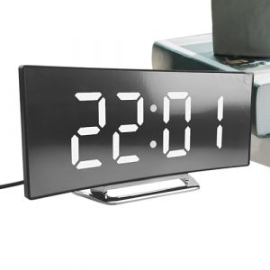 Mppchhn R&eacute;veil Num&eacute;rique - R&eacute;veil Digital avec Affichage LED et &Eacute;cran Courb&eacute; Facile &agrave; Lire,Outil Silencieux Haute Luminosit&eacute; &Eacute;cran Courbe pour Jeunes Personnes &Acirc;g&eacute;es Chambre Camping-Car Cuisine (bainany, neuf)
