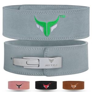 Mytra Fusion ceinture musculation 100% Cuir Véritable ceinture leste musculation Blanc Levier, ceinture de musculation Powerlifting ceinture musculation homme and femme (Grey, L) (farabi sports, neuf)