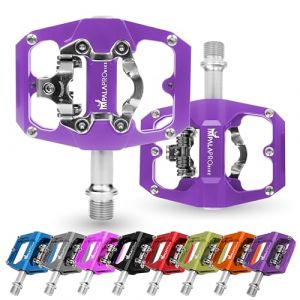 IMPALAPRO - Pédales de Vélo à Double Fonction, Pedales Plates VTT et Pedale VTT Automatique Compatibles avec Le Pedale VTT Shimano SPD - Pedales MTB avec Cales SPD 9/16'' (Violet) (IMPALAPRO, neuf)