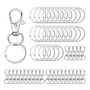 SGERUFZ Lot de 25 pièces - Crochets mousquetons rotatifs avec anneaux de porte-clés - Petit mousqueton porte clé pivotant à 360° - Porte clé mousqueton pour porte-clés, bricolage (BeanyBeng, neuf)