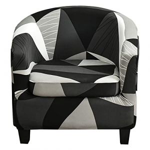 TOPCHANCES Housse de Fauteuil Cabriolet Imprime Motif géométrique Housse de canapé Relax Club Chaise de Baignoire Extensible Polyester (Housse de Chaise + Housse de Coussin, Y-2) (paramount city, neuf)