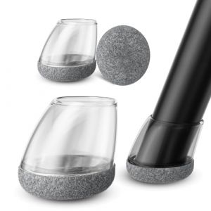 MAYZOLOP Tampon Chaise 16 Pi&egrave;ces, &Oslash;20-26mm Protection Pieds de Chaise Rond - Patin Chaise Feutre Gris pour 15&deg;-25&deg; Pente, Anti-Bruit & Anti-Rayure Sol, Transparent (MAYZOLOP-FR, neuf)