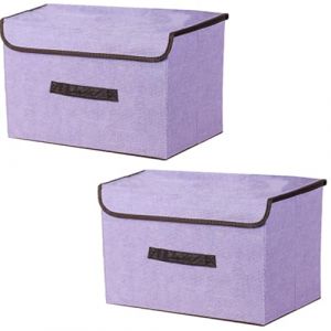 NCRGB Boite de Rangement avec Couvercle,Boite Rangement Tissu,Cube de Rangement tissu,Pliantes,Boîtes de Rangement pour placards,Vêtements,Penderies,Jouets (36×23×24cm/2pack, Violet) (NCRGB-EUR, neuf)