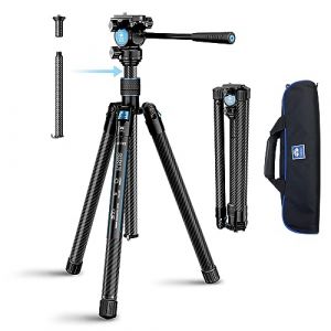 SIRUI Carbono Trípode para Cámara Traveler X, 152cm Trípode de Viaje Ligero con Vídeo Panorámico de Cabezal Fluido AT-10, Trípode de Cámara Réflex para Videocámara, DSLR, Carga Máxima 5KG (SIRUI Optical, neuf)