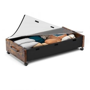 Rangement sous le lit avec roulettes, bo&icirc;te de rangement en bois extra large, organiseur &agrave; chaussures sous le lit, tiroirs de rangement &agrave; roulettes avec couvercle transparent, tr&egrave;s r&eacute;sistant pour (LHAIY, neuf)