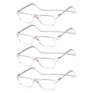 NEW VISION Lunettes 4 pack, Lunettes Loupe, Lunettes De Lecture Magnétique, Longueur RéGlable Lunette De Lecture Homme Femme, NV2904 (4TRANSPARENT, 2.5, x) (New Vision Milano, neuf)