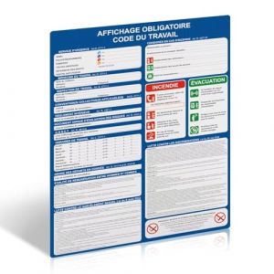 Panneau Code du Travail 2025 - Affichage Obligatoire - 400 x 300mm - Plastique PVC Rigide de 1 mm avec Dos Auto-Adhésif - Résistant aux UV - Conforme droit du travail (Agence de Panneaux de Sécurité, neuf)