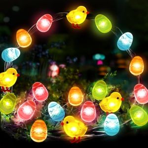 Ulikey Guirlande Lumineuse de Pâques, 2 M 20 LED Lumières de Oeufs de Pâques, Fonctionne avec Piles, avec œufs de Pâques, Poulet, Lapin, Easter Egg Guirlandes, pour Pâques Décoration Fête (1) (HALOROMAN  ETRADE, neuf)