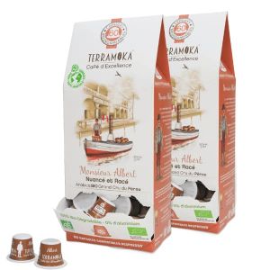 TERRAMOKA 120 Capsules Café Bio d’excellence 100% Pur Arabica du Pérou - Compatible avec les machines à Capsules Nespresso - Fruité, nuancé et racé - Zéro Déchet - Mr Albert - Torréfié en France (Moka - Meilleures Origines Kafé Arabica, neuf)