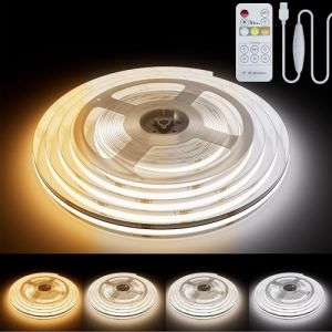 PAUTIX USB Ruban LED COB Blanc CCT Réglable 2M 640LEDs/M, 5V Dimmable 2700K-6500K Bande Lumineuse LED COB CRI90+ Rétroéclairage du moniteur TV, bande lumineuse sous l'armoire pour l'éclairage (Apovenus, neuf)