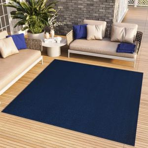 TAPISO Mono Carré Tapis Poil Court Intérieur Design Moderne Bleu Marine Motif Uni Tapis Salon Chambre Adulte Salle à Manger Cuisine Résistant Extérieur Oeko-TEX 120 x 120 cm (TAPISO-FR, neuf)