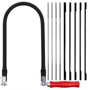 TXErfolg Kit de scie &agrave; chantourner Set de Scie &agrave; D&eacute;couper avec 9 Lames (4#6#8#10#10T14T18T24T32T) et Arc de Scie pour M&eacute;tal et Bois Poign&eacute;e en B ois Lames Tri&eacute;es Scie Fine pour Travaux sur Bois (Hopesing, neuf)