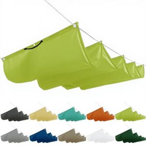 Protection solaire - Vague pergola - 0,8 x 4 m - Protection solaire - Pour terrasse, balcon - Rétractable - Avec œillets et corde - Pour jardin, terrasse - Gris clair, vert jaune (LIFENGQIHANG, neuf)
