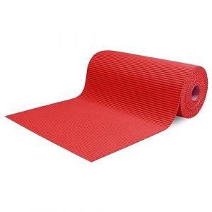Tapis au m&egrave;tre de voie pour ext&eacute;rieur, couloir, bord de piscine, tapis en caoutchouc, antid&eacute;rapant, multi-usages absorbants, &eacute;ponge Aquamat, couleur unie, (400 x 65 cm, rouge) (SaRani, neuf)