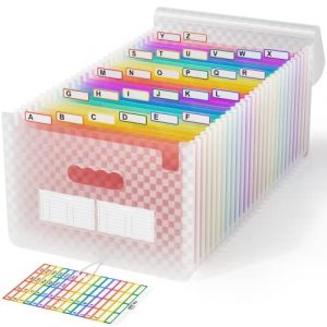 ABC life A4 Rangement Papier Administratif Trieur 26Compartiments, Dossier D'extension,A4 Trieur Document avec Motif de Grille, Portable Valisette Trieur Accordeon,pour le Bureau et L'école(Rose) (ABC life' store, neuf)