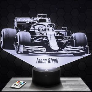 Lampe de chevet, Veilleuse Tactile Formule 1 L. Stroll F1 Lampe 3D LED illusion, Idée cadeau Noël anniversaire garçon et fille Lampe de nuit chambre d'enfant ou adulte (Lampephoto-fr, neuf)