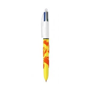 BIC - 1 Stylo 4 Couleurs - Corps Velours Jaune - Encre : 4 Couleurs Classiques (Papeterie Libellus, neuf)