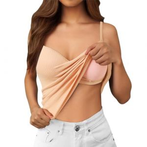 Debardeur Femme Top Soutien Gorge Intégré Débardeur de Yoga Gilet Rembourré à Bretelles Ajustables Elegant Caraco Soutien-Gorge Debardeur Sport Femme Saint Valentin (09-Beige, L) (YHGAQTB, neuf)