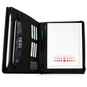 Porte-documents A4 en cuir de vachette v&eacute;ritable - Porte-documents d'affaires et conf&eacute;rencier avec fermeture &eacute;clair, bloc-notes, emplacements pour cartes et compartiments &agrave; documents - Porte-documents (Nicer Shop, neuf)