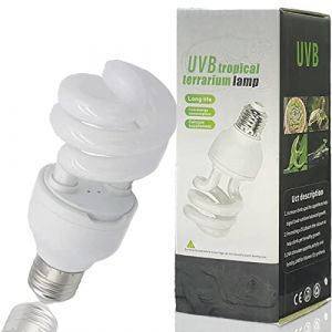 QeeHeng Tortue L&eacute;g&egrave;re Reptile UVB 10.0,Ampoules de Tortue Lampe de Terrarium Compacte &agrave; &eacute;conomie D'&eacute;nergie pour Reptiles du D&eacute;sert Serpent/L&eacute;zard/Insecte/Tube en Spirale L&eacute;opard (UVB10.0 13W) (PTCCTV PI For You, neuf)